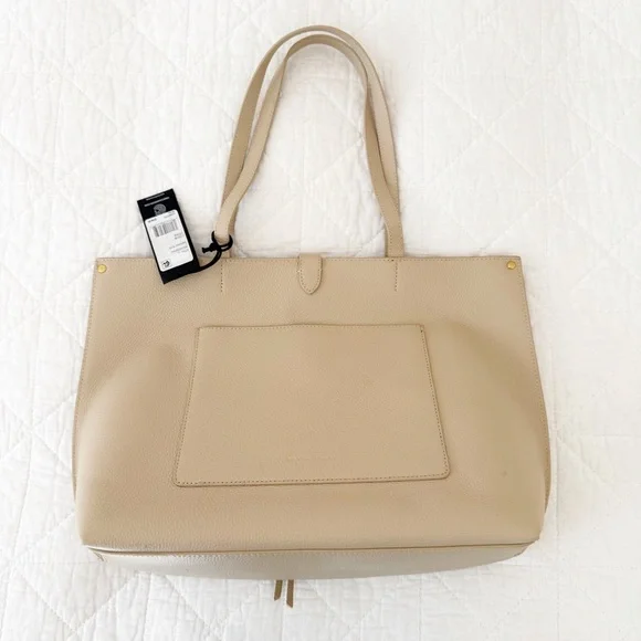 NWT Rebecca Minkoff Megan Leather Tote Stone Gold Accent NEW - Picture 9 of 11